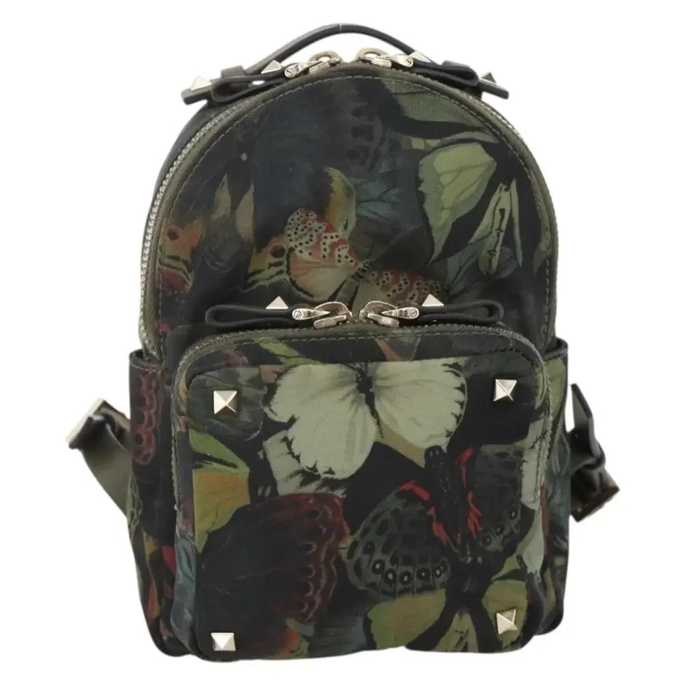 Valentino Nylon Backpack Khaki Champagne Gold
